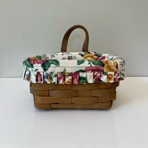 VTG Longaberger Small Key Basket With Liner Signed Dated 1985 Handmade USA Woven